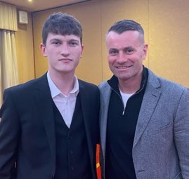 Andrew poses with Shay Given and the pair are still regularly in touch on social media