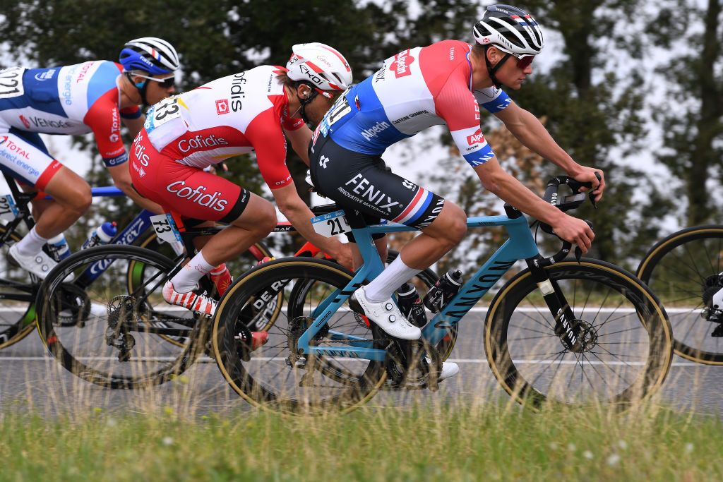 CHIUSDINO ITALY MARCH 11 Mathieu Van Der Poel of Netherlands and Team AlpecinFenix during the 56th TirrenoAdriatico 2021 Stage 2 a 202km stage from Camaiore to Chiusdino 522m TirrenoAdriatico on March 11 2021 in Chiusdino Italy Photo by Tim de WaeleGetty Images