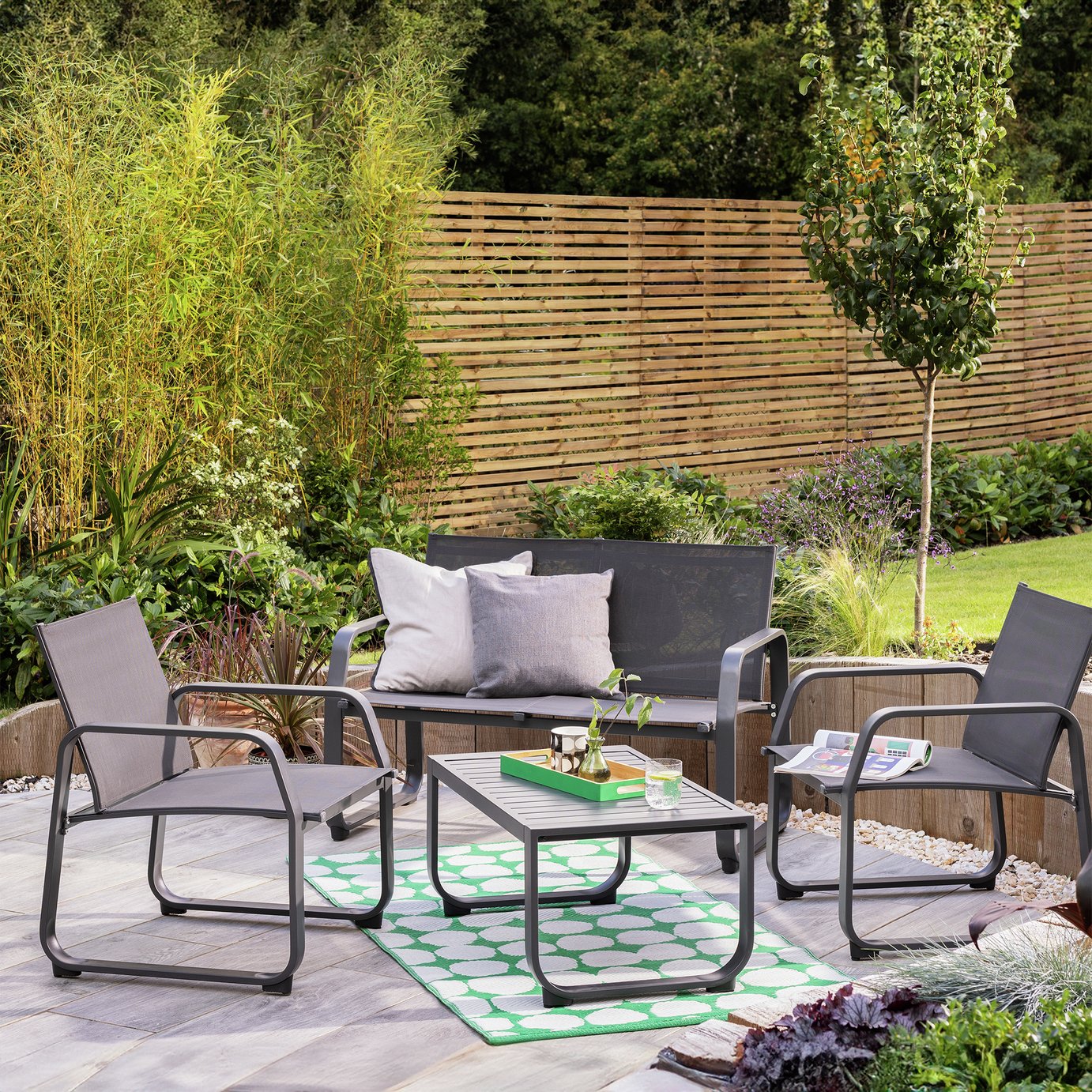 Argos Home Trelew 4 Seater Metal Patio Set - Black