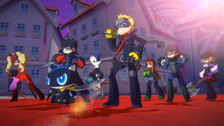 The Phantom Thieves in chibi form in Persona 5 Tactics.