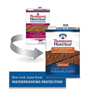 Thompson’s Waterseal Semi-Transparent Waterproofing Wood Stain and Sealer, Chestnut Brown, 1 Gallon