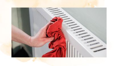  picture of person wiping radiator with red cloth