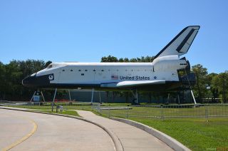 The full-scale, high-fidelity space shuttle mockup formerly known as "Explorer" as seen at Space Center Houston.