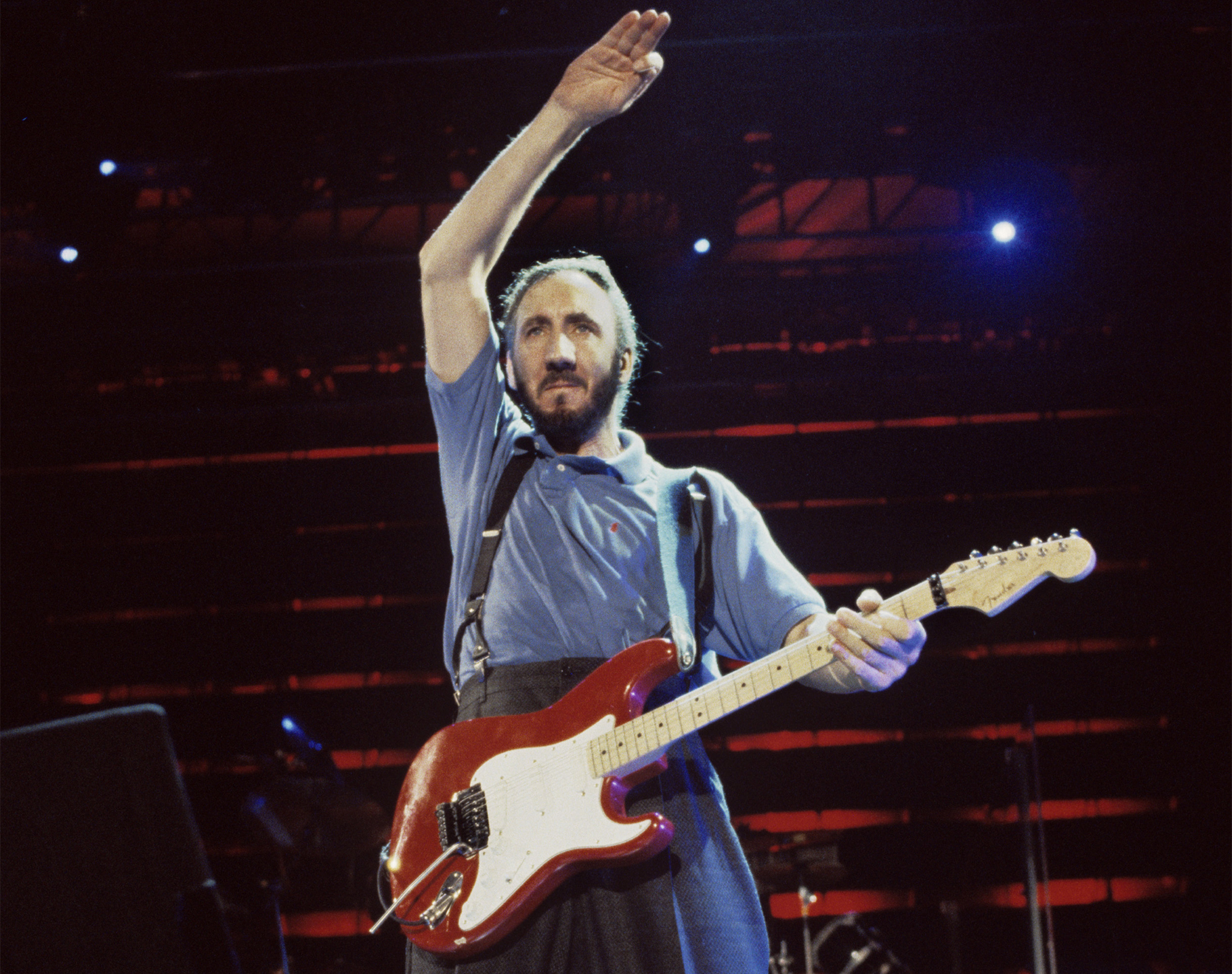 (MANDATORY CREDIT Ebet Roberts/Getty Images) Pete Townshend performing with The Who in Buffalo, New York on July 18, 1989.