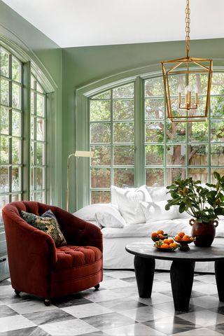 sunroom with green windows