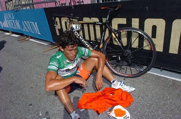 Laverde, shattered after the taxing climb to the finish on stage 10