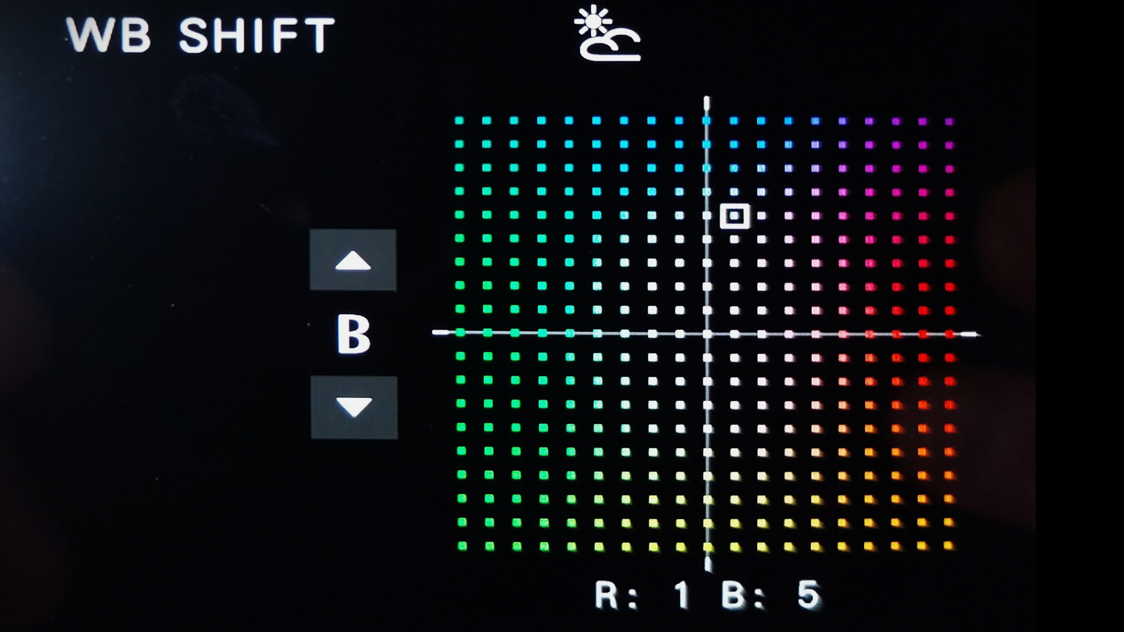 Camera menu showing White Balance settings