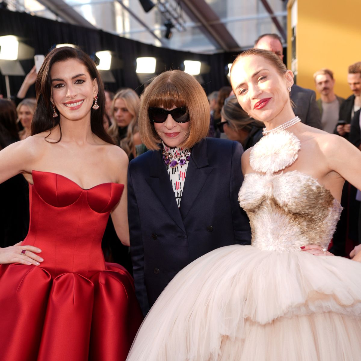 Anne Hathaway, Anna Wintour and Emily Blunt at the premiere of The Devil Wears Prada 2