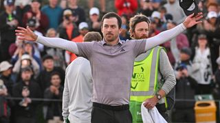 Nick Taylor celebrates winning the WM Phoenix Open