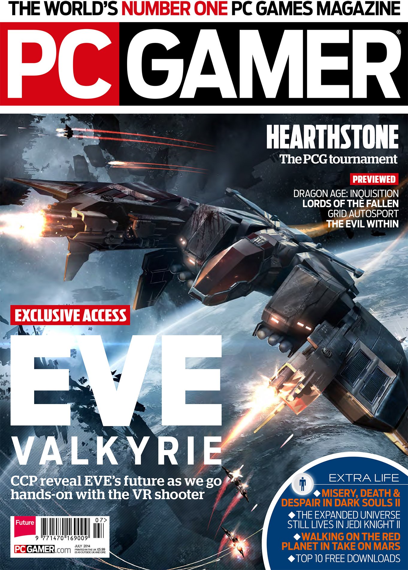 EVE Valkyrie on the cover of PC Gamer, July 2014