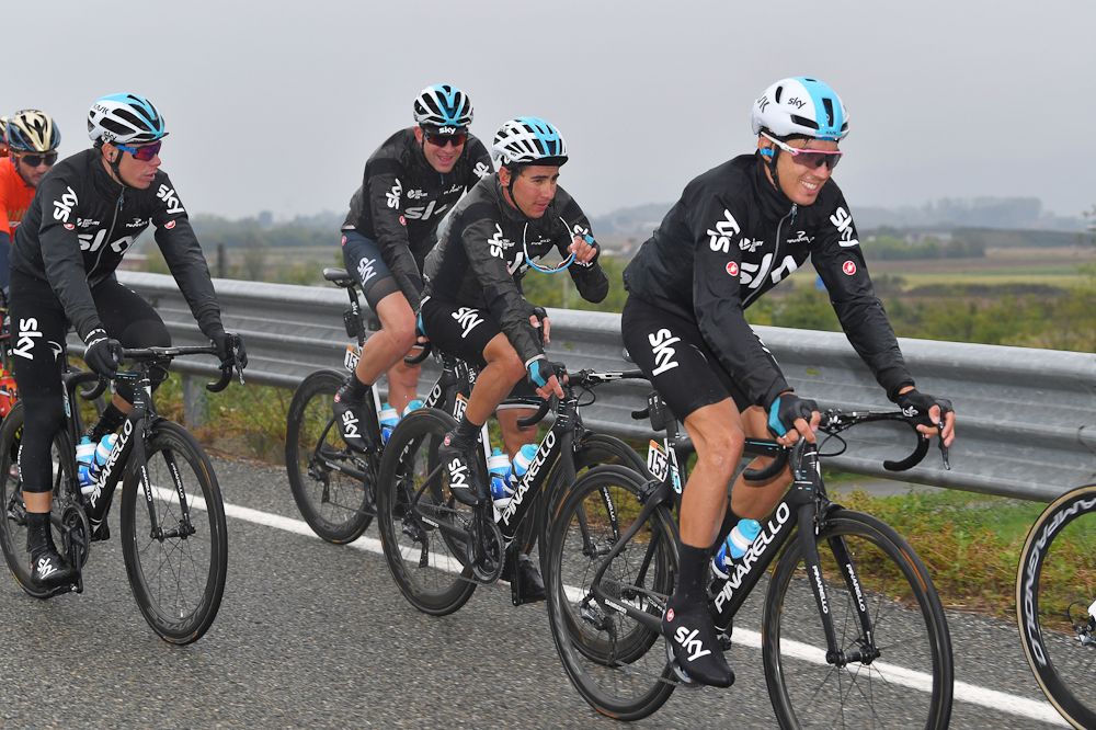 Team Sky ride together during Gran Piemonte
