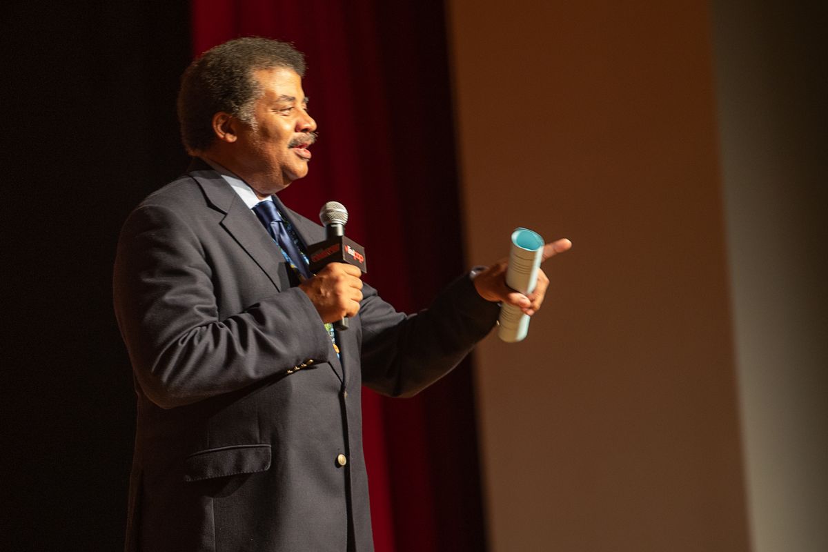 Celebrity astrophysicist Neil deGrasse Tyson, host of &quot;StarTalk,&quot; talks to the crowd at New York Comic Con on Oct. 3, 2019.