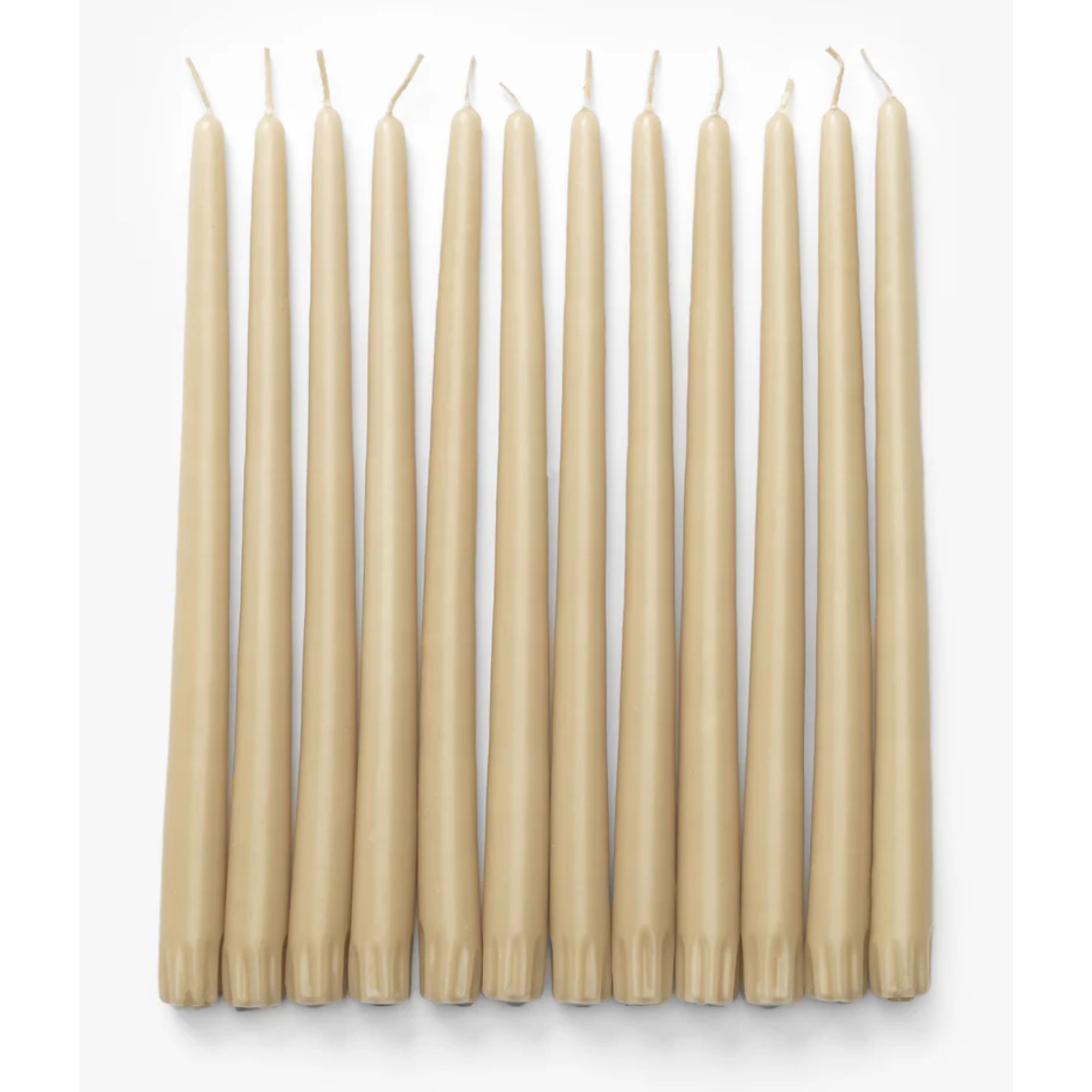 12 beige taper candles