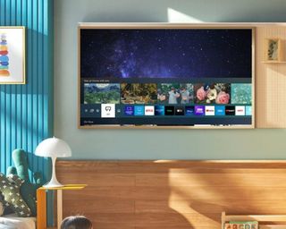 Samsung The Frame TV mounted to wall in child's bedroom