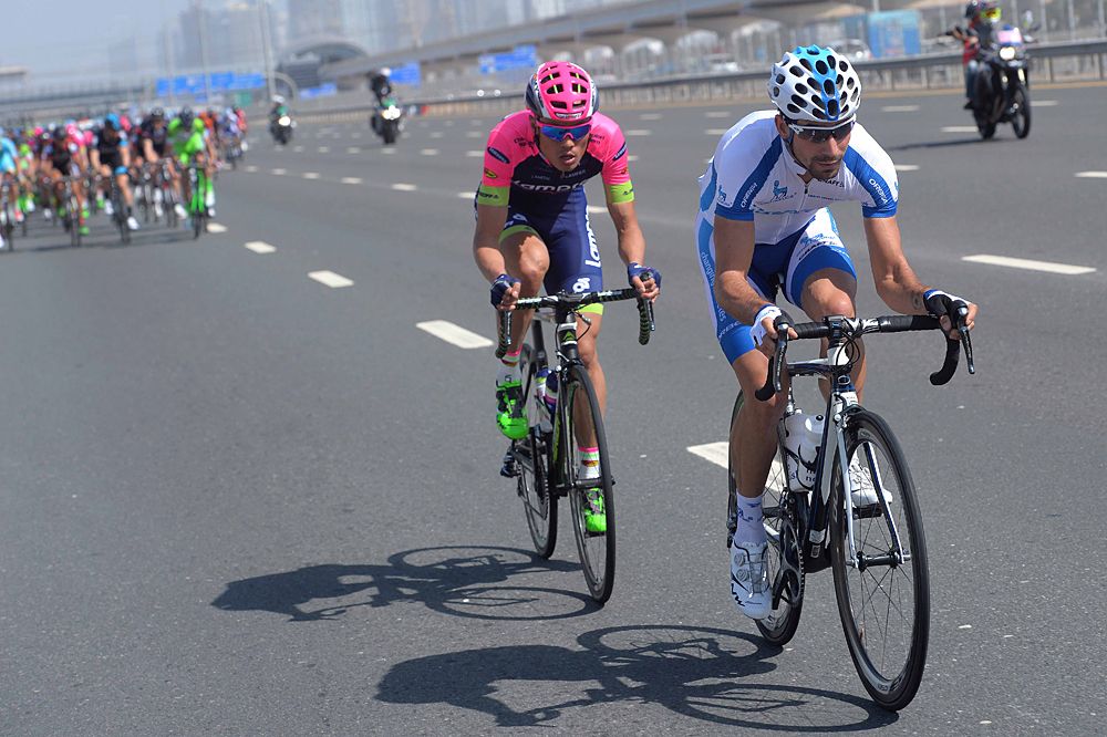 Gang Xu (Lampre-Merida) and David Lozano (Novo Nordisk)
