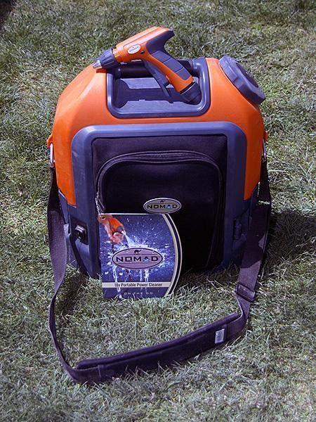 Need to wash your bike but aren't near a hose? This Nomad portable pressure washer might be the answer with its 3.5g capacity and battery-powered operation.