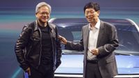 Jensen Huang at Hon Hai (Foxconn) Tech Day in Taipei on October 18, 2023.