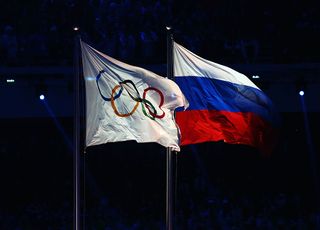 Russian and Olympic Flags at Sochi