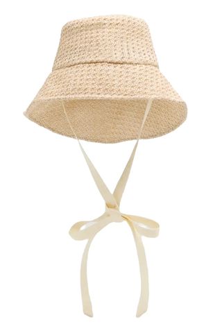 Ally Woven Packable Bucket Hat With Organza Straps