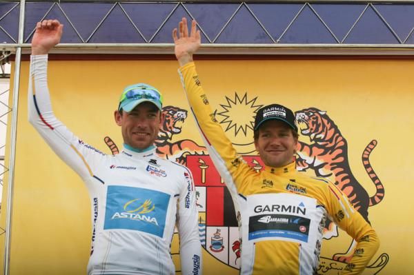 David Zabriskie and Dmitriy Gruzdev celebtrate on the podium