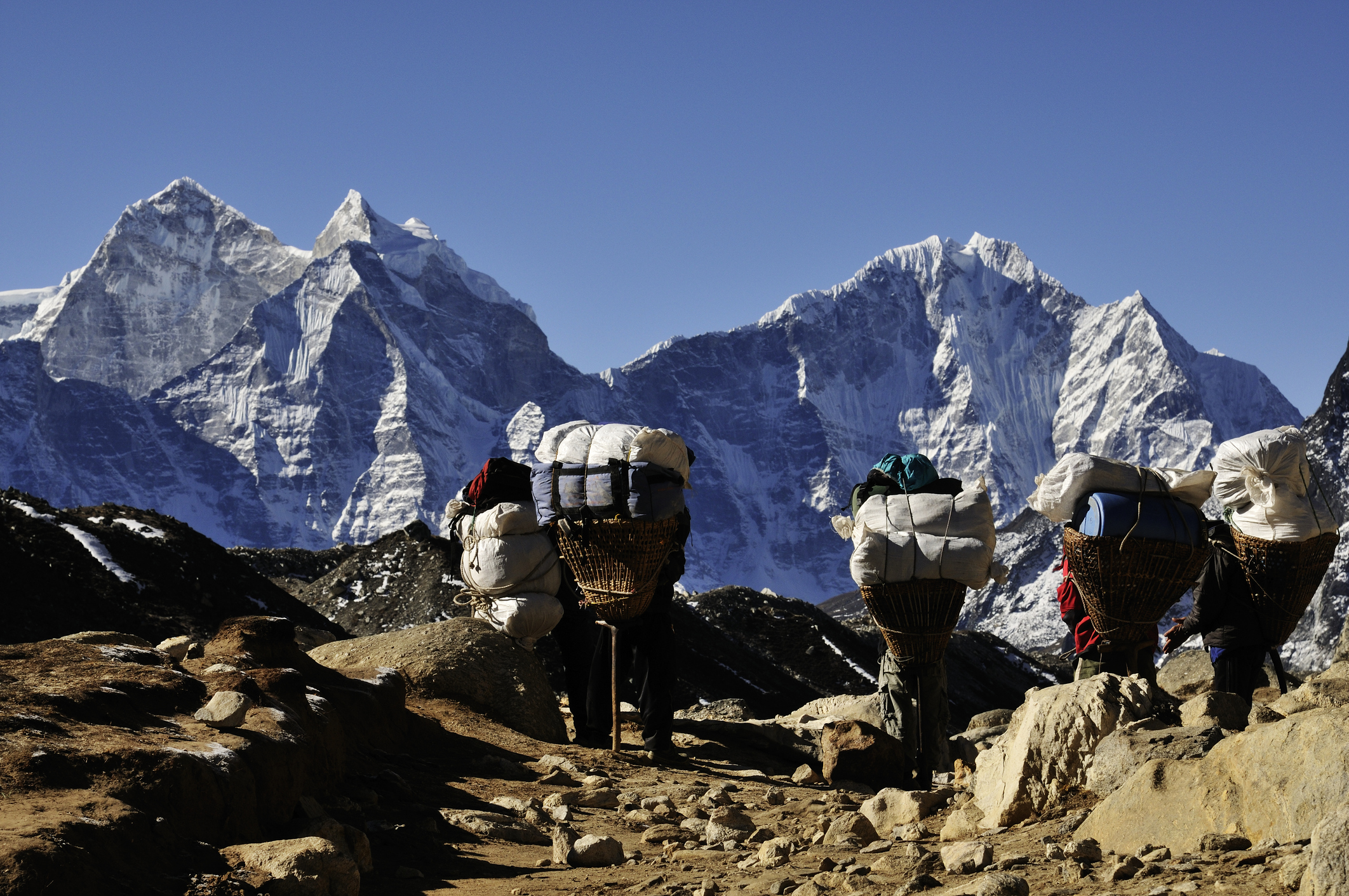 Sherpa porters in Everest region