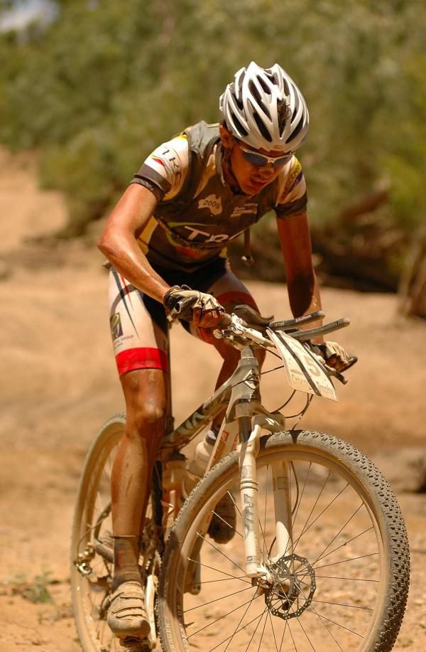 Josh Prete tackles the technical river crossing.