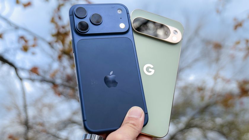 iPhone 17 Pro Max vs Pixel 10 Pro XL held in the hand.