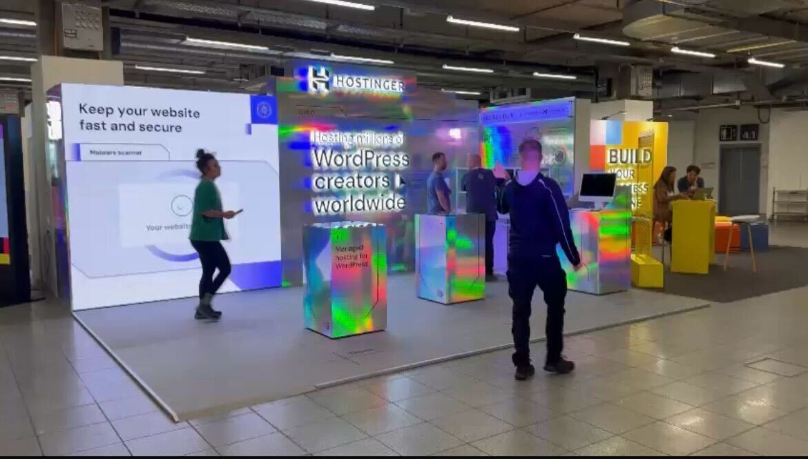An image of Hostinger's booth at WordCamp Europe