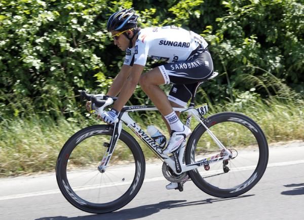 Alberto Contador (Saxo Bank SunGard) on stage 2 of the Giro d'Italia