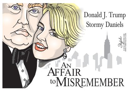 Political cartoon U.S. Trump Stormy Daniels affair allegations 60 Minutes Interview