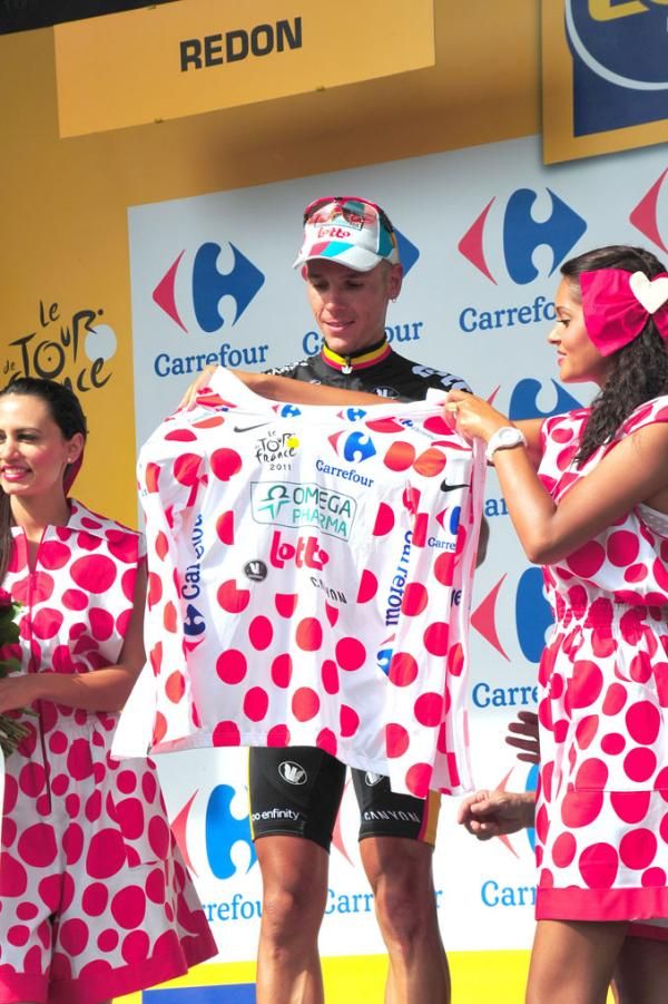 Philippe Gilbert (Omega Pharma-Lotto) will wear polka dots on the Mur-de-Bretagne.