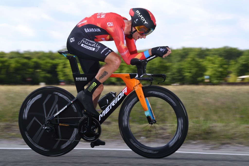 MILAN ITALY MAY 30 Damiano Caruso of Italy and Team Bahrain Victorious during the 104th Giro dItalia 2021 Stage 21 a 303km Individual Time Trial stage from Senago to Milano ITT UCIworldtour girodiitalia Giro on May 30 2021 in Milan Italy Photo by Tim de WaeleGetty Images