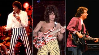 (from left) Michael Jackson, Eddie Van Halen and Steve Lukather