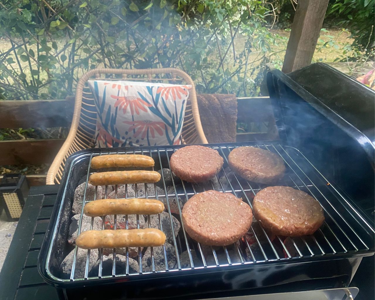 Weber Go Anywhere before cooking burgers and sausages