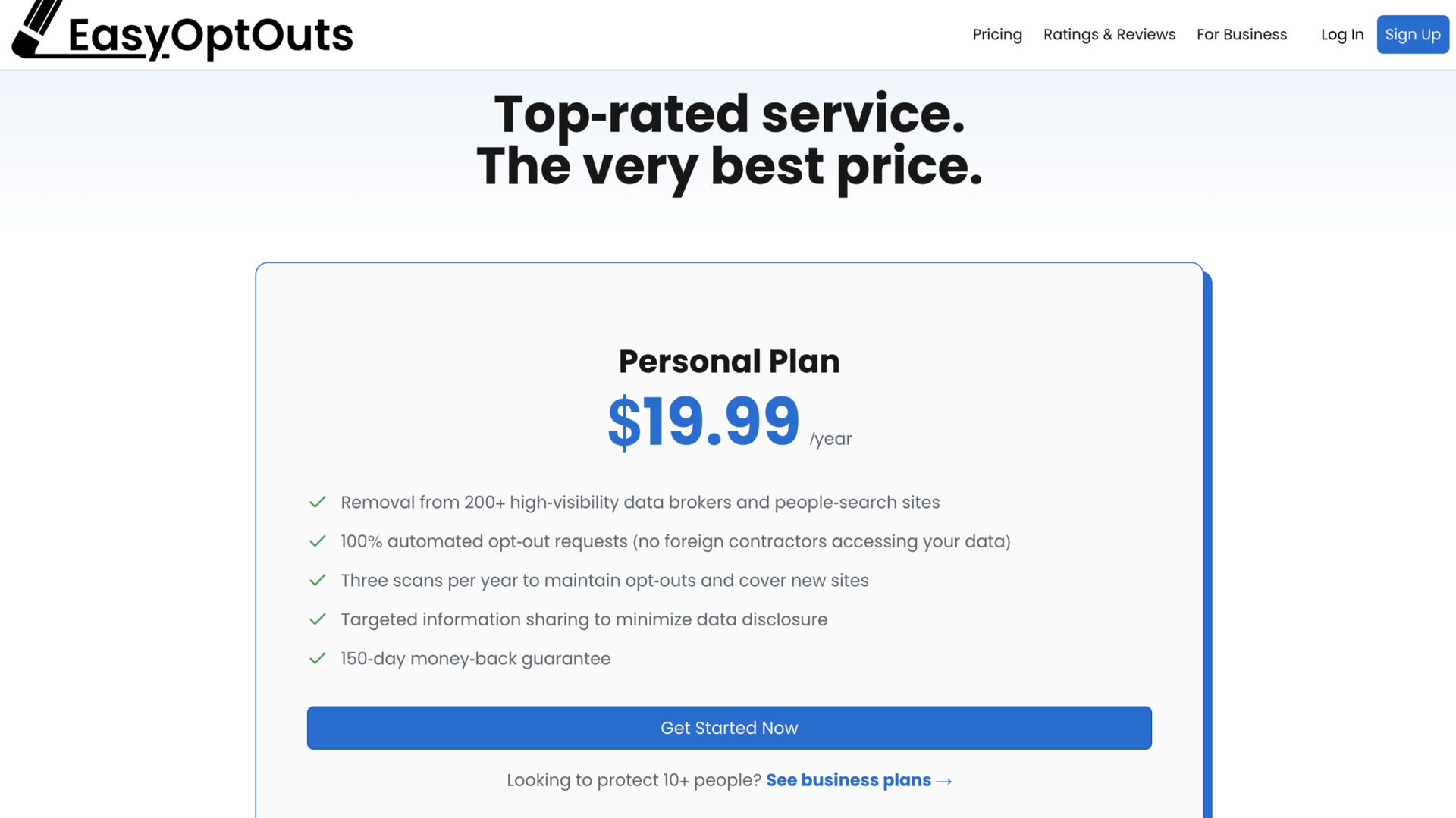 EasyOptOuts’ sole pricing plan