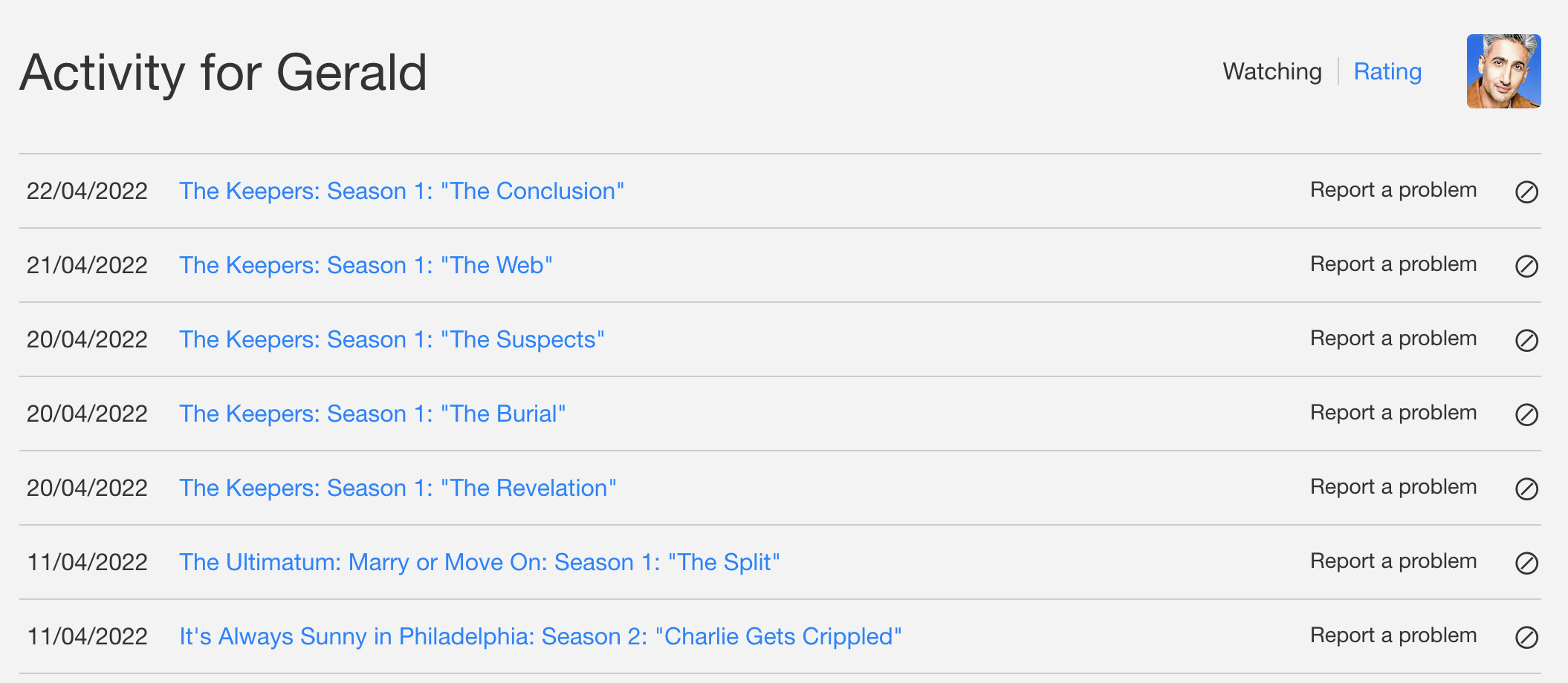 Netflix history list