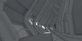 Alien architecture tutorial; a dark corridor