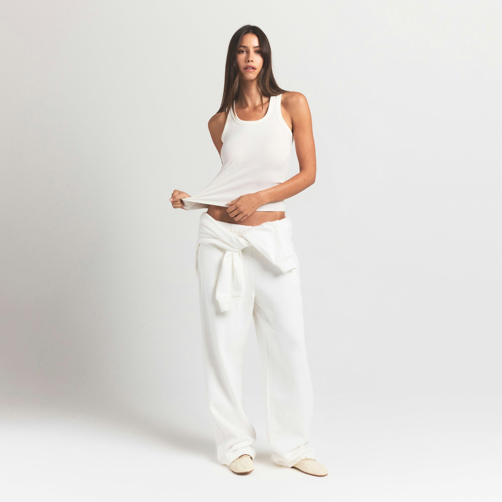Cotton Fleece Classic Straight Leg Pant | Marble | Xxs