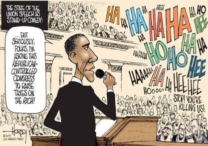 
Obama cartoon U.S. SOTU taxes