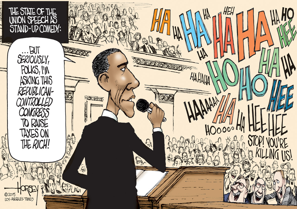 Obama cartoon U.S. SOTU taxes