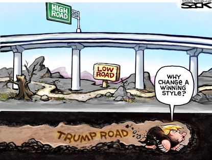 Political Cartoon U.S. Trump's Road 2016