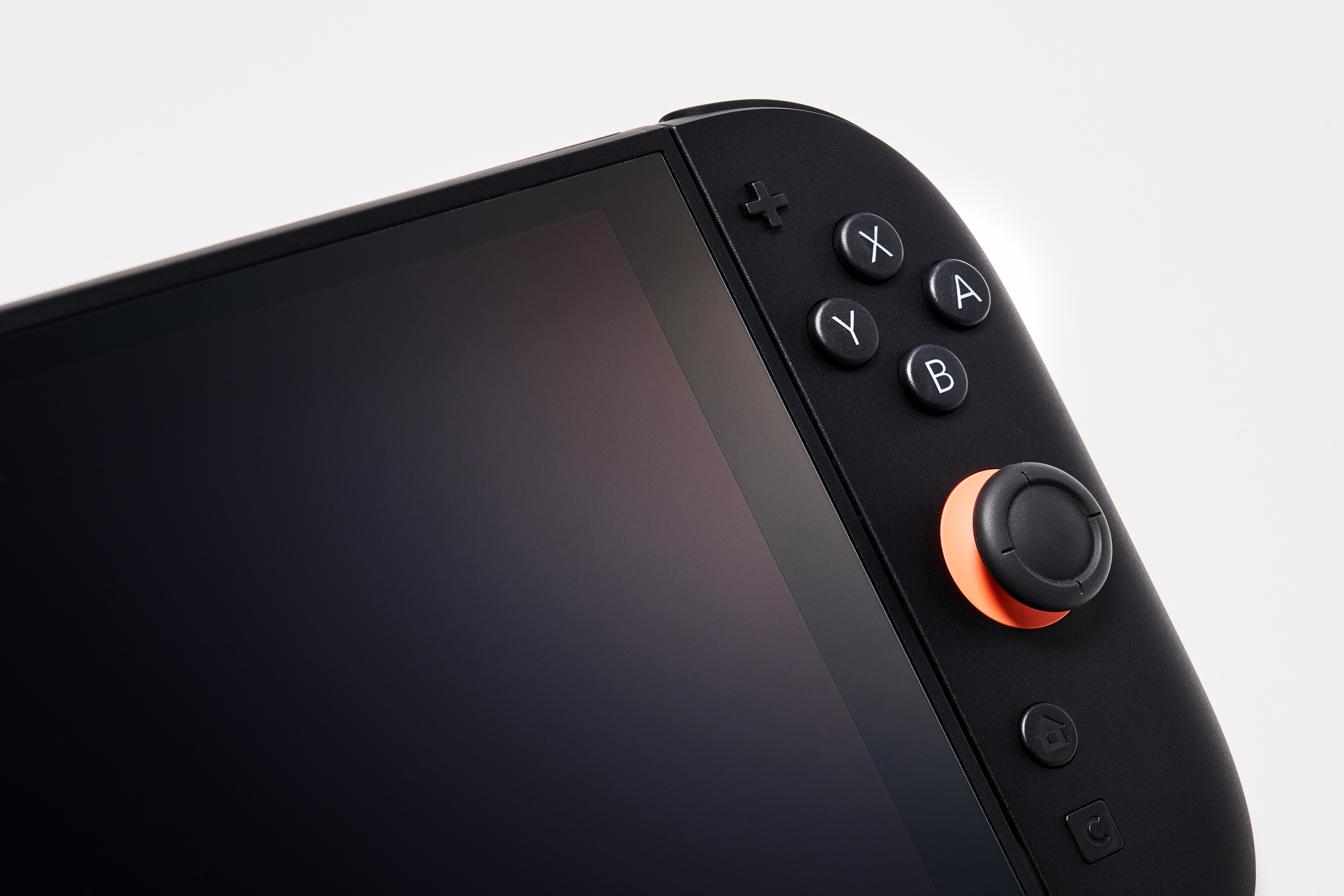 Close up of a black games console