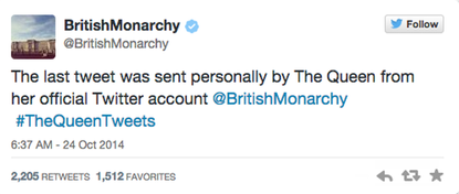 This is Queen Elizabeth's first tweet