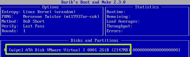 DBAN selecting a drive