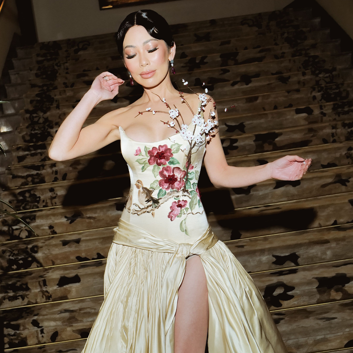 Photo of Christine Chiu getting ready for the 2025 Gold Gala.