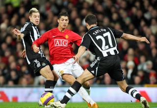 Cristiano Ronaldo in action for Manchester United against Newcastle in 2008.