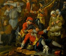 Detail from William Hogarth's 'The March of the Guards to Finchley'.