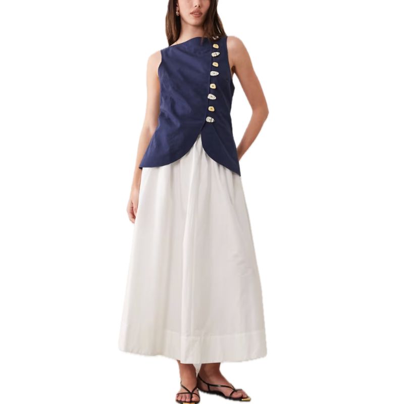 ASOS , Linen Look Waistcoat Maxi Dress with Poplin Skirt