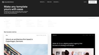 Screenshot of Squarespace template library