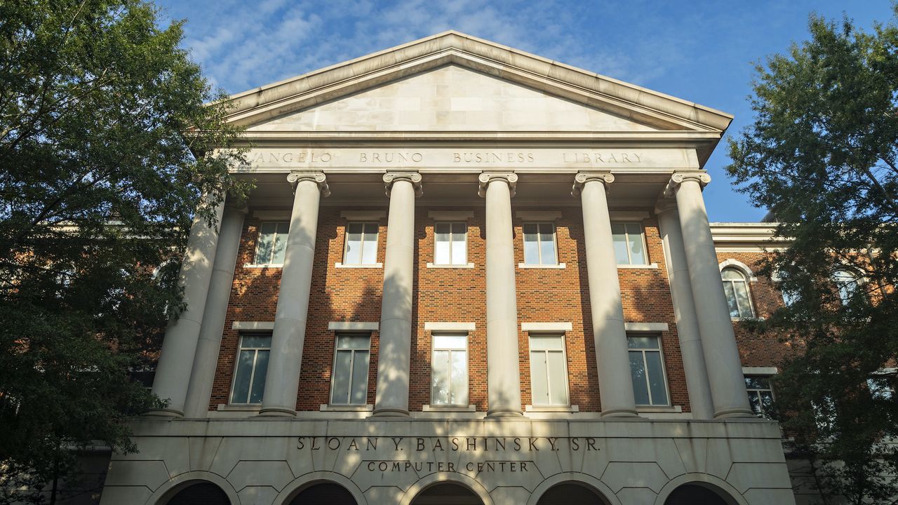 TUSCALOOSA, AL - SEPTEMBER 22: Sloan Y. Bashinsky Sr. Computer Center on the campus of the University of Alabama before a game between the Alabama Crimson Tide and the Texas A&amp;M Aggies at Bryant-Denny Stadium on September 22, 2018 in Tuscaloosa, Alabama. The Crimson Tide defeated the Aggies 45-23. (Photo by Wesley Hitt/Getty Images)